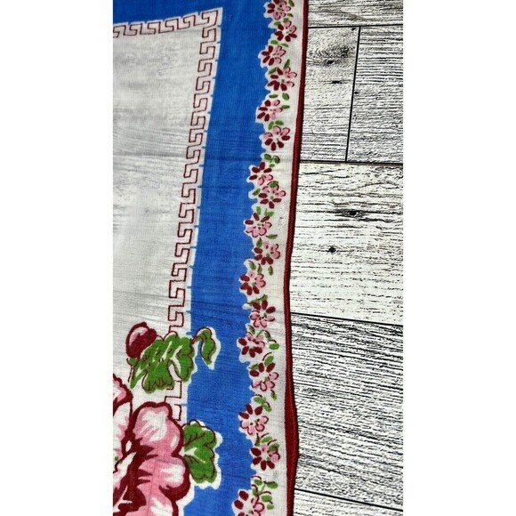 Designer Vtg Handkerchief PINK Tree Blossoms Floral Carol Stanley Hand Rolled - Picture 4 of 7